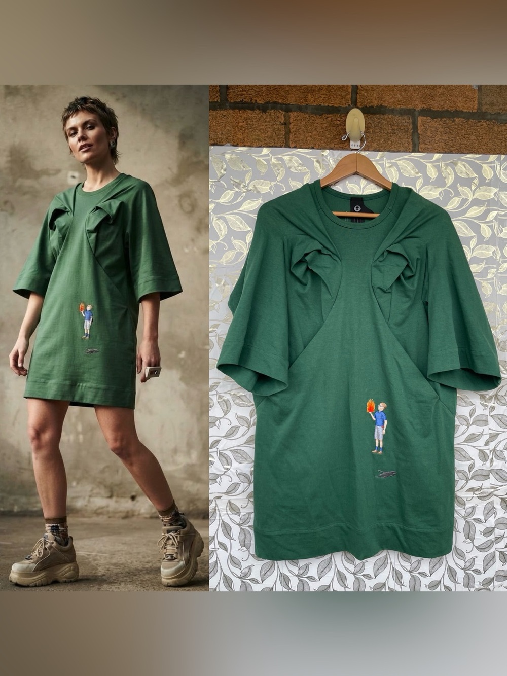 Bernhard Willhelm Titty Twister Dress Green Size Small Connie Mayer Avant-Garde